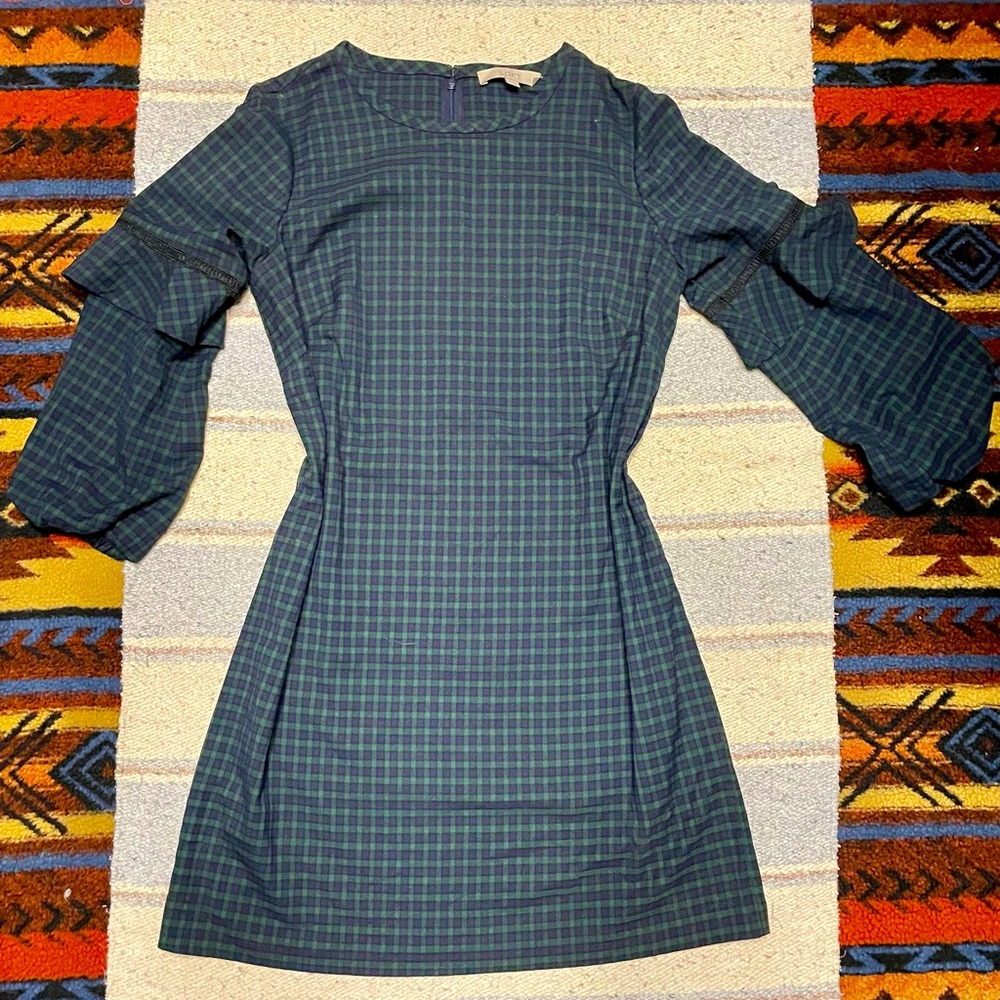 Navy & Green Plaid Dress